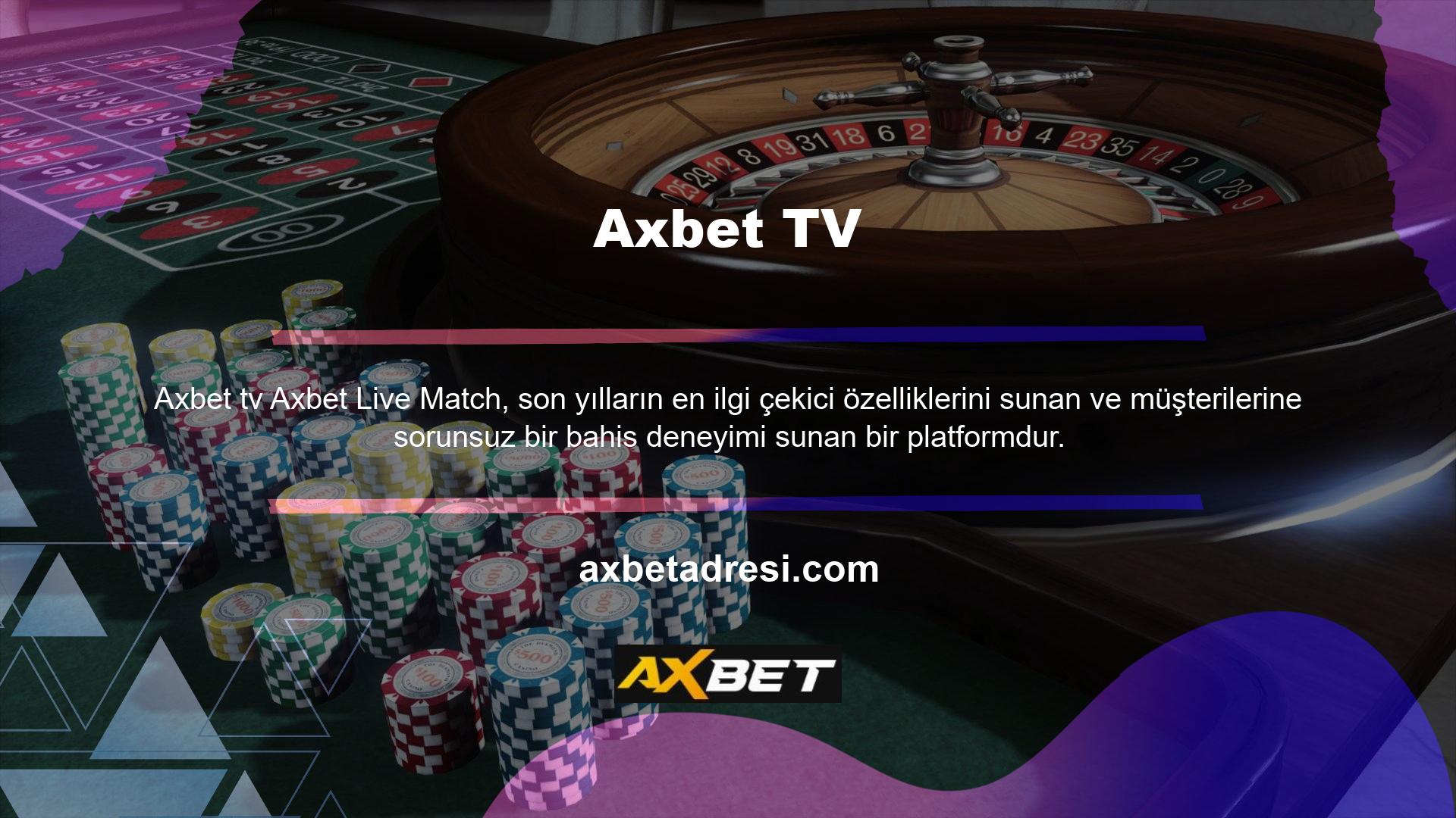Axbet, resmi web sitesinde canlı spor, canlı casino ve diğer oyunlara erişim sunar